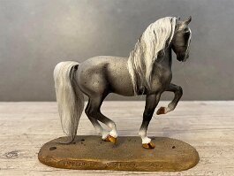 Fleabitten grey Spanish stallion. Animal Artistry resin SM Lipizzaner r/h in 1999